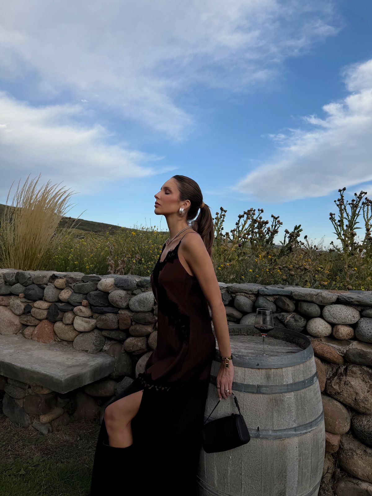 Vestido em  Crepe Acetinado