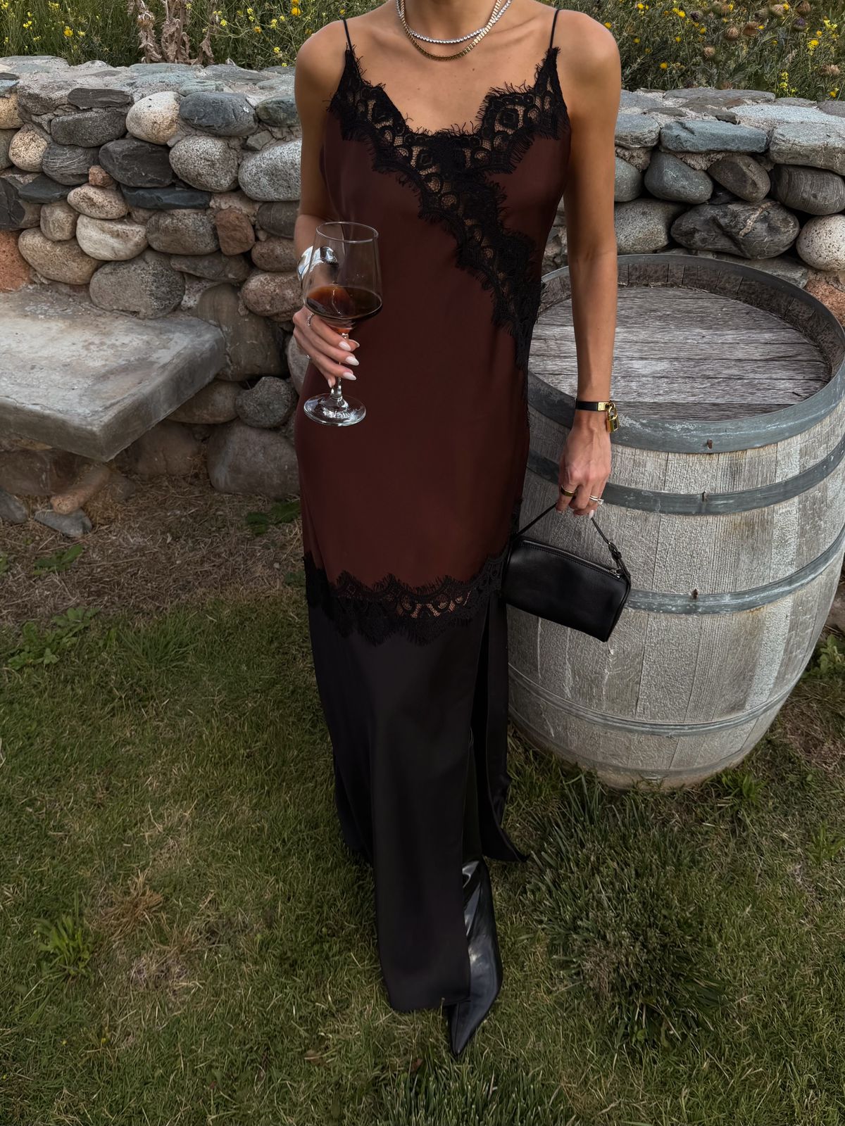 Vestido em  Crepe Acetinado