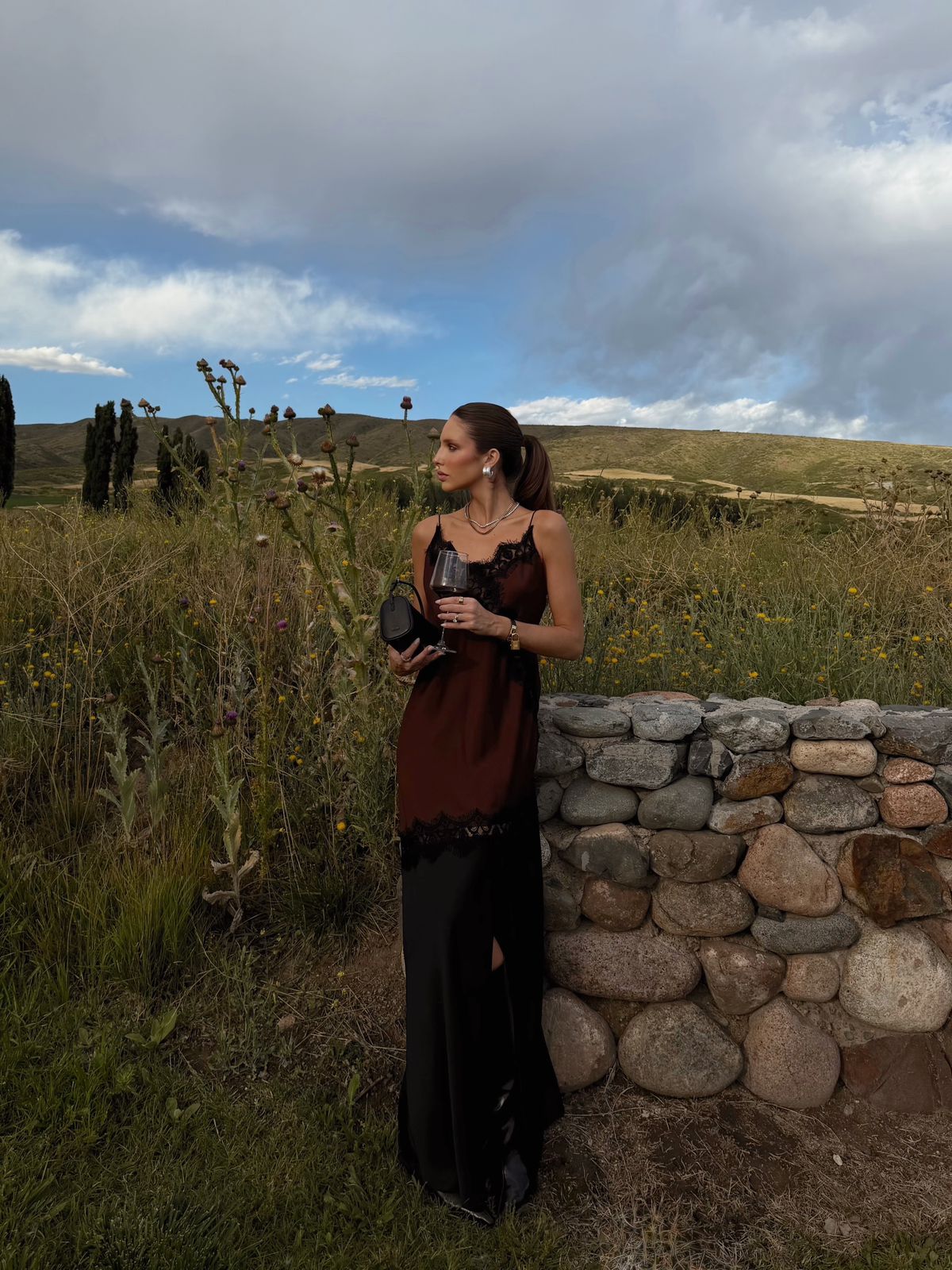 Vestido em  Crepe Acetinado